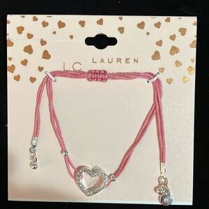 NWT Lauren Conrad adjustable cz heart bracelet with silver accents.
